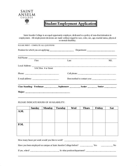 New Student Application .